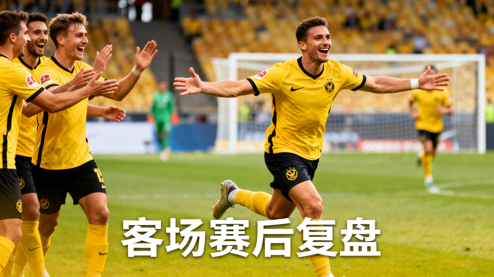 足球比赛中球员进球后庆祝的瞬间，用于客场赛后复盘配图